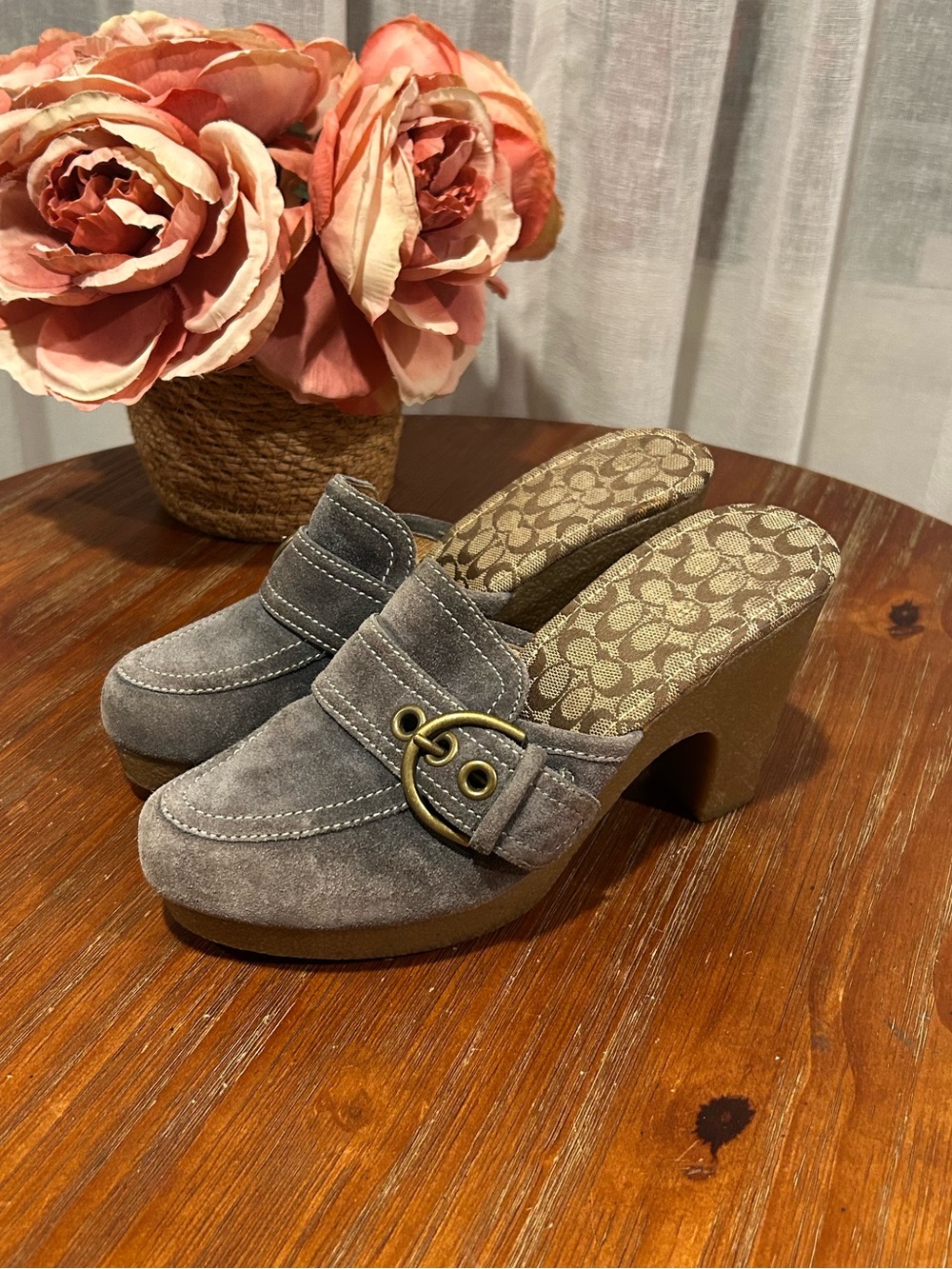 Vintage COACH Deirdre Suede Clog Heels Women’s Size 5.5